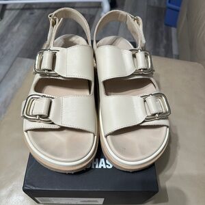 Cream Sandals with Buckle Detail